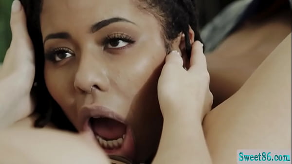 Busty ebony and white lesbians cant stop licking their shaved pussies