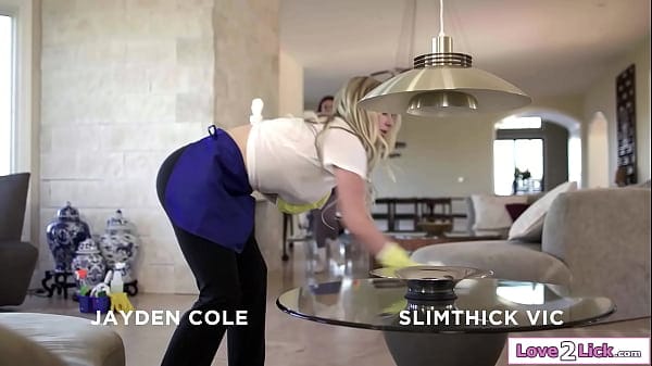 Busty lesbian cleaners licking shaved pussy on clients bed