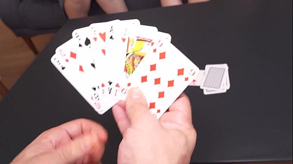 Playing cards is not as interesting as sucking dick in a first person threesome